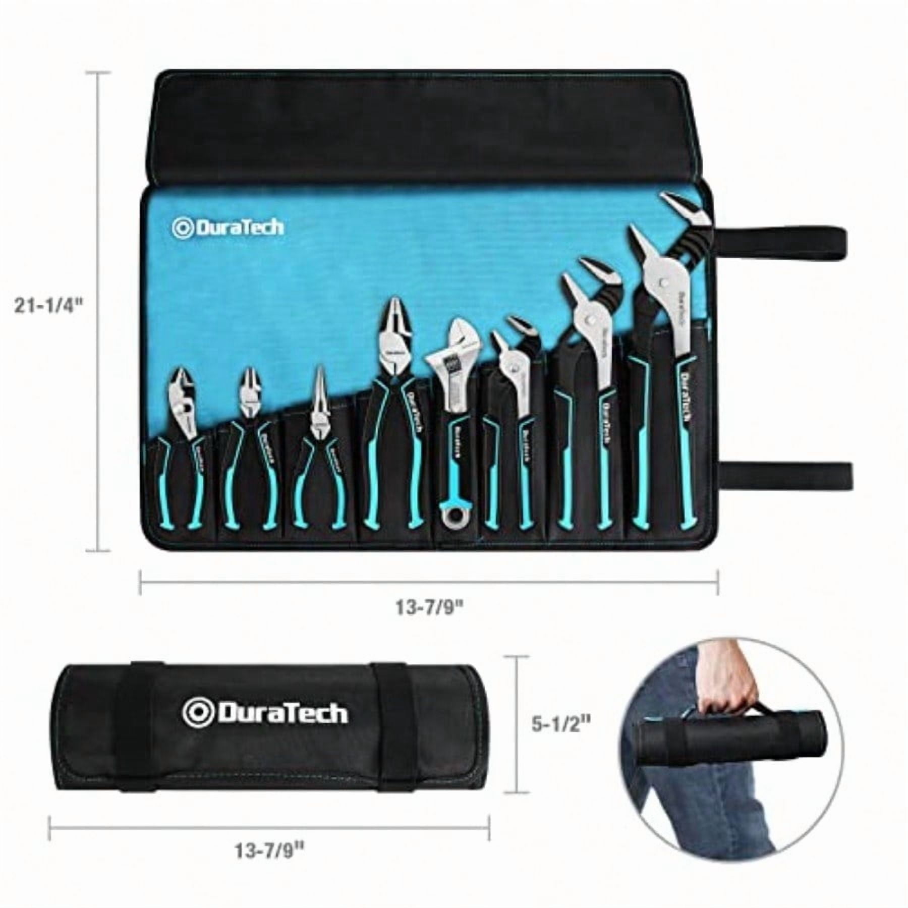 8Piece Pliers Set With Rolling Pouch Premium CrV CrNi Construction 12 10 8 Groove Joint Pliers 8 Adjustable Wrench 8 Linesman 6 Long Needle Nose 6 Slip Joint 6 Diagonal