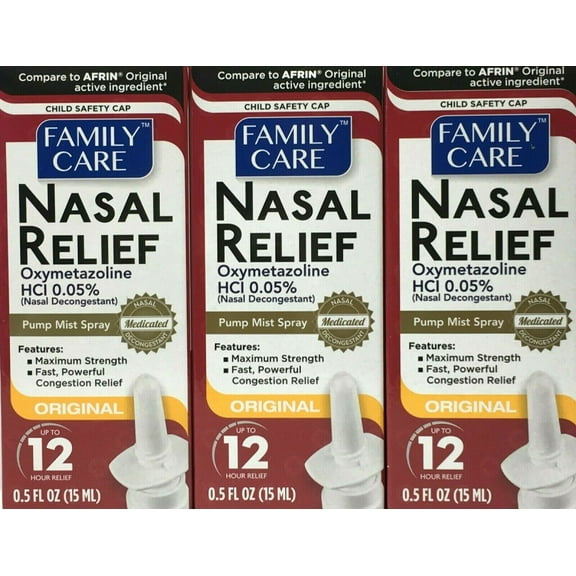 Nasal Spray Original Decongestant Pump Mist Spray 12 Hour Relief 0.5 oz (3 pack)