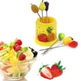 thumbnail image 3 of Lindo juego de tenedores de fruta de acero inoxidable amarillo, 6 piezas para postres y pasteles, perfecto para fiestas en casa y regalos, 3 of 6
