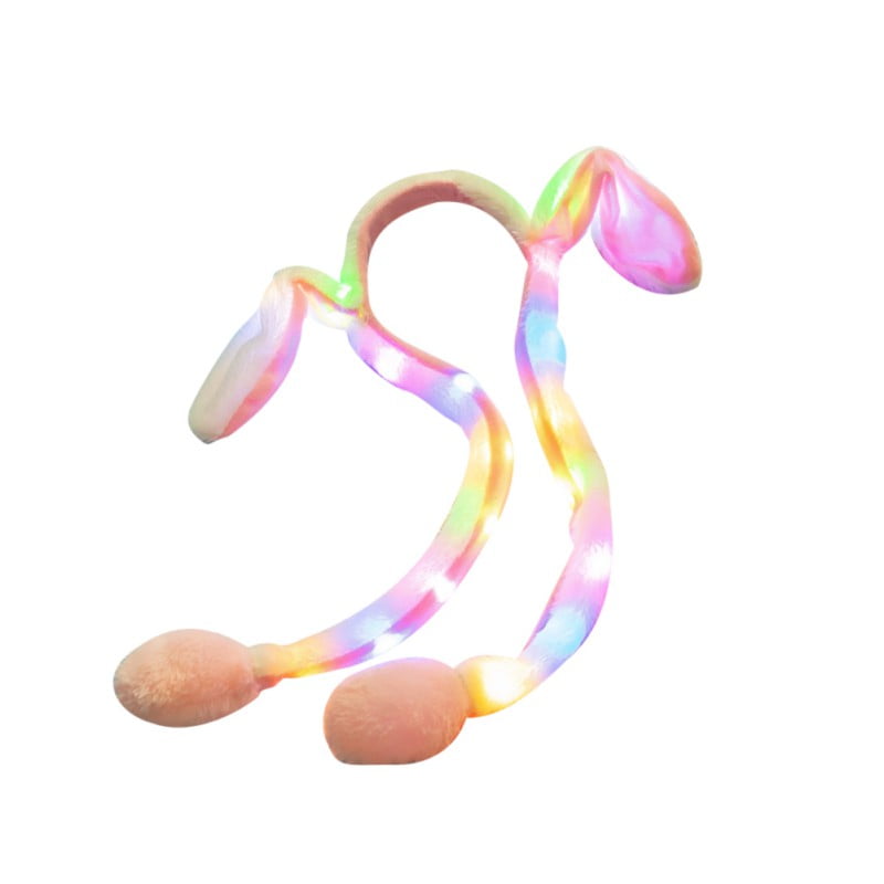 OCHINE - Creative Cute LED Light Up Rabbit Ear Hat Headband with Moving Ear Animal Bunny Plush