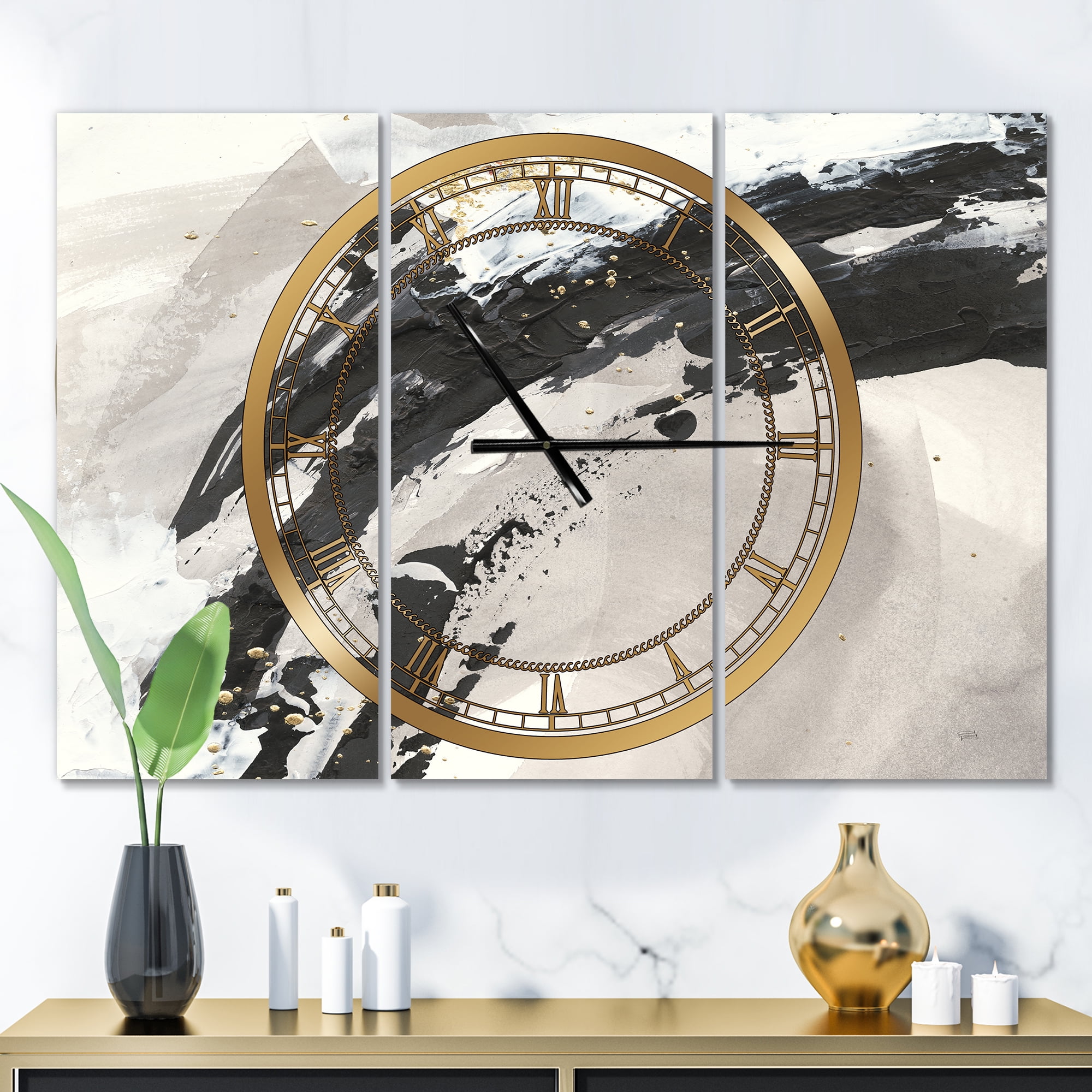 Designart 'Glam Painted Arcs IV' Modern wall clock