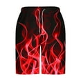 thumbnail image 4 of BLTIBY Mens Casual Shorts Summer Elastic Waist Drawstring Flame Printed Beach Short Fashion Lightweight Short Pants with Pockets Red L, 4 of 5