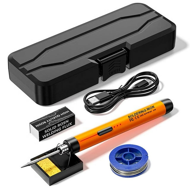 Kit de Fer à Souder Portable Rechargeable par USB avec Températures Réglables (300-450 °C) - Mini Outil Électrique de Soudage avec Embouts Remplaçables, Recharge USB-C, Idéal pour le Bricolage à la Maison et les Réparations