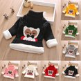thumbnail image 4 of Odeerbi Toddler Boys Girls Fleece Lined Turtleneck Sweater Winter Thermal Cable Knit Sweater 1-12 Years Kids Owl Print Loose Velvet Sweater Long Sleeve Sweater Toddler Clothes White, 4 of 4