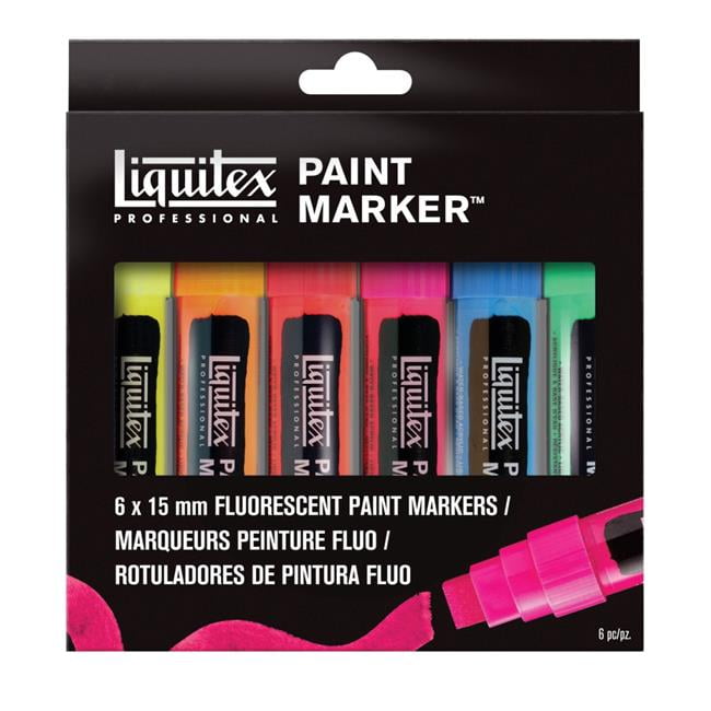 Liquitex 1496023 Wide Tip Fluorescent Paint Marker Set, Assorted