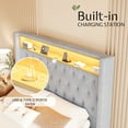 thumbnail image 3 of Merluxy LED Queen Bed Frame,Charging Station and Storage Upholstered Headboard/Velvet/Gray, 3 of 7