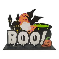 MOQIN Happy Halloween Table Decorations, Pumpkin Table Centerpieces Boo Sign Wooden Candy Day for Halloween Party Dinner Coffee Table Topper Tier Tray Room Decor, 7 x 6 Inch