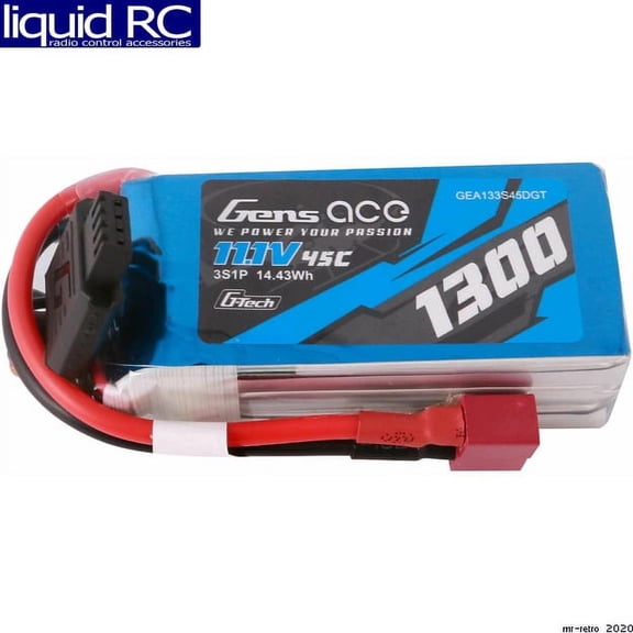 Gens Ace 133S45DGT 11.1V 1300mAh 3S 45C G-Tech Smart LiPo: Deans