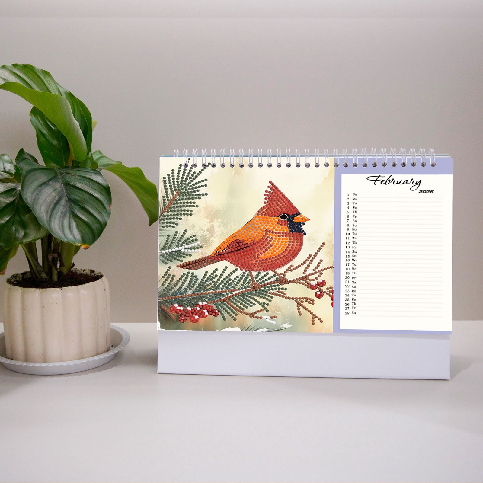 FLOPESN 2026 Desk Calendar DIY Diamond Painting Craft Kit, 9.84*7.48 in Acrylic Material Flip Calendar with Special Drills for Home Office Decor