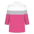 thumbnail image 4 of Cagogo Womens Summer Tops Under $5 Plus Size 3/4 Sleeves V Neck Collared Tee Shirts Color Block Holiday Beach T Shirt Outfits Mothers Day Gift, 4 of 5