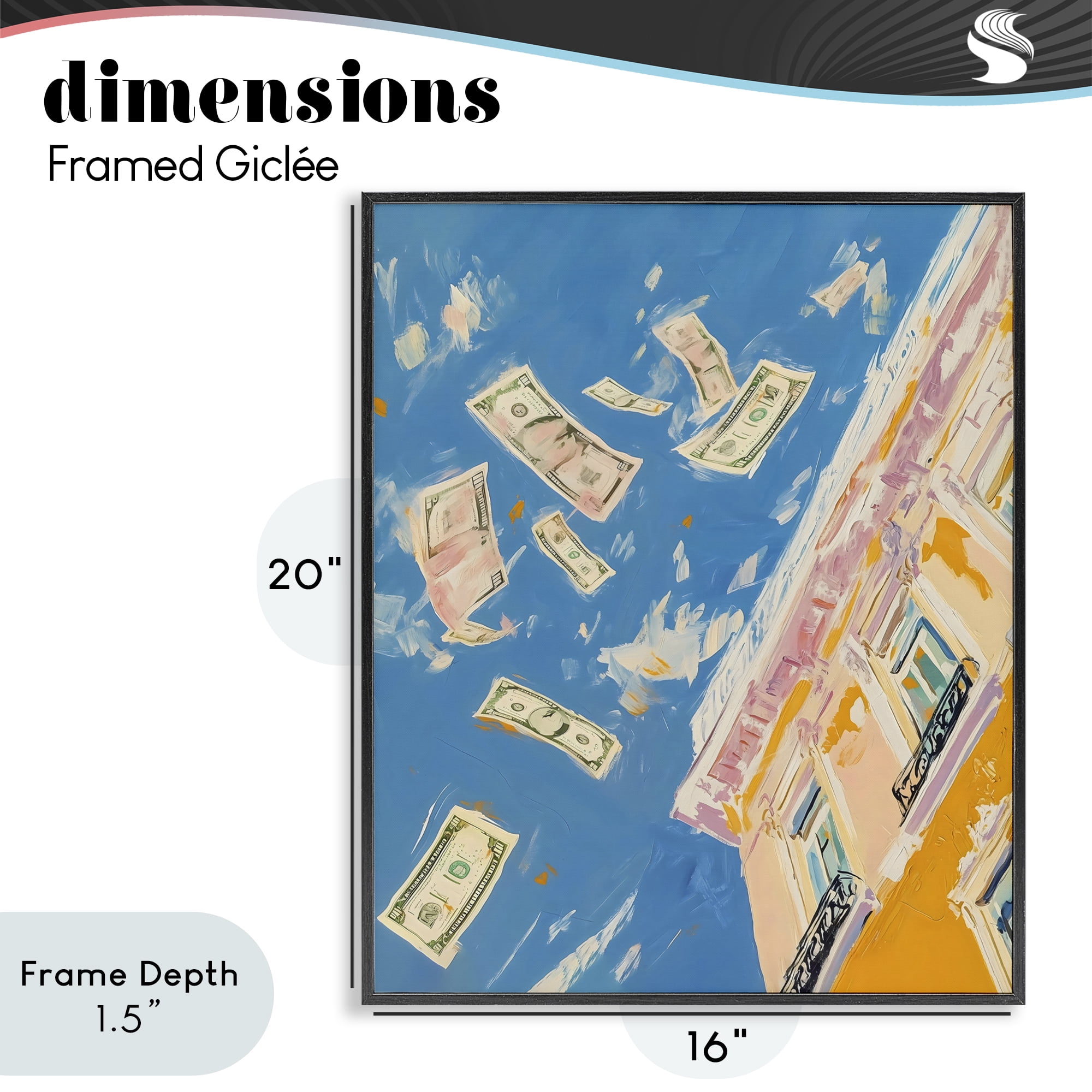 Stupell Industries Money Rain Drifting Past Windows Black Framed Giclee Art, design by The Prints Vibe