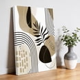 Brown Boho Canvas Wall Art for Living Room, Medieval Leaves Geometric ...