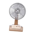 thumbnail image 4 of Ventilador de escritorio USB pequeño con ángulo ajustable, diseño retro, ligero para dormitorio, coche, verano. Marrón, 4 of 9