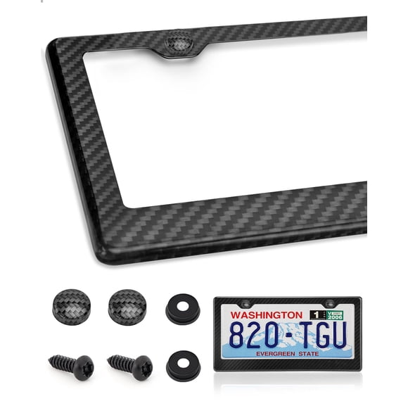 Marco para Placa de Matrícula de Fibra de Carbono XCLPF 6x12 pulgadas con Tapas para Tornillos