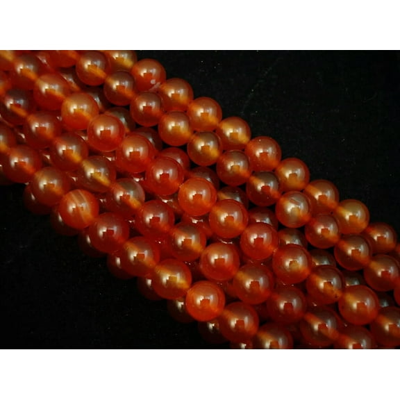 K-KED Carnelian 8mm Round Gemstone Beads 38cm Strand DIY Spacer Jewellery