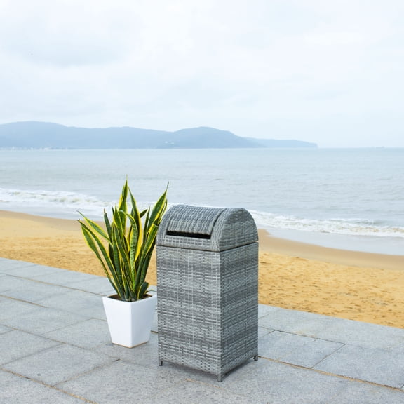 Safavieh Serapis Outdoor Patio Trash Bin - Grey