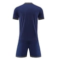 thumbnail image 4 of Virmaxy Stripe Soccer Jersey and Shorts 2 Piece Set Breathable V Neck Athletic Uniform for Youth Training Match and Practice for 3-13 Years, 4 of 6