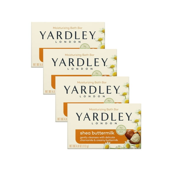 4 Pack Yardley London Moisturizing Bath Bar Shea Buttermilk 4.0 Oz.
