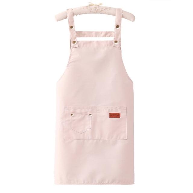 Delantal elegante rosa para mujer de poliéster tipo lienzo