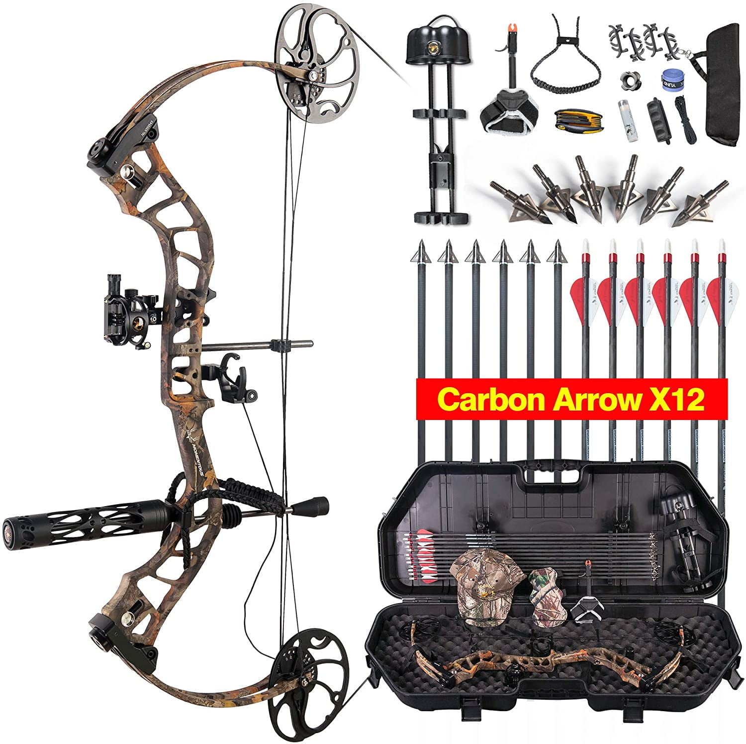 Xgeek Daibow Momentous Compound Bow Hard Bow Case Package Cnc Milling Bow Riser Usa Gordon Composites Limb y String 19 30 Draw Length 19 70lbs Draw Weight Ibo 3fps Forest Camo Walmart Com Walmart Com