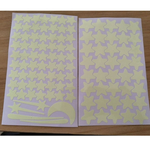 HINTRMENT 103Pcs Star Shape Wall Stickers for Bedrooms Glow In The Dark PVC Children Room Decor 6.3x3.9x0.04In