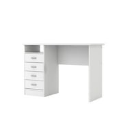 Tvilum Warner 4 Drawer Office Desk with 1 Shelf for Adults, White Finish