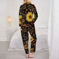 thumbnail image 5 of Kll Sunflowers Leaves Print Women'S Long Sleeve Pajamas With Pants Sleepwear Loungewear 2 Set-Xx-Large, 5 of 9