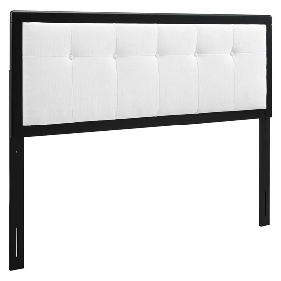 Modway Tête de Lit Capitonnée Double en Tissu et Bois, Noir/blanc
