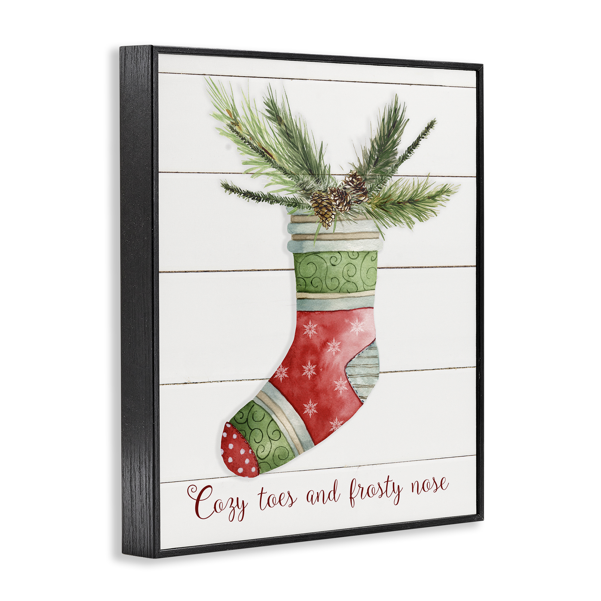 Stupell Industries Cozy Toes & Frosty Nose Holiday Painting Black Framed Art Prints Wall Art, 11 x 14