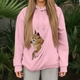 thumbnail image 2 of Women Cat Dog Pouch Hoodie Oversize Pet Carrier Hooded Sweatshirt Solid Long Sleeve Kangaroo Pocket Puppy Animal Carriers Pullover Tops, 2 of 6
