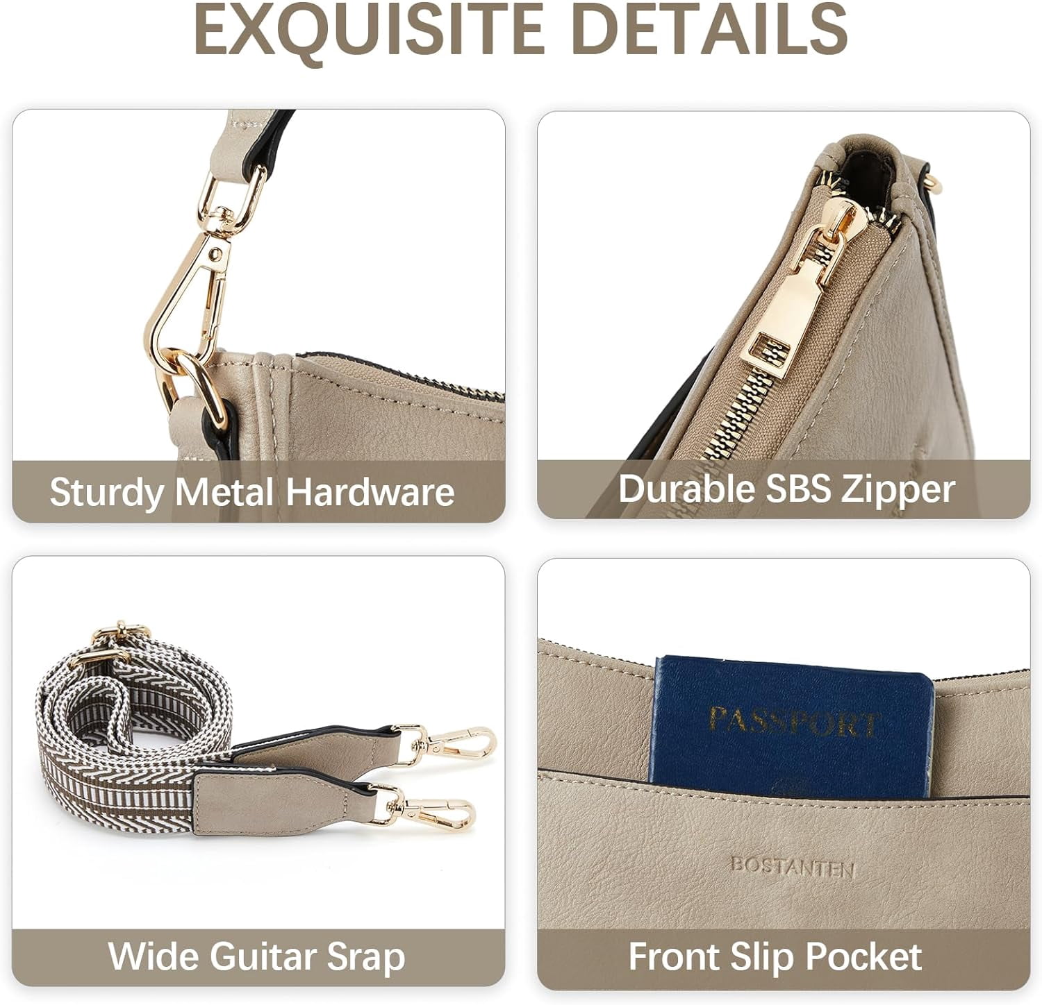 Crossbody Bags for Women Trendy Vegan Leather Hobo Handbags Fashion Shoulder Purse with Adjustable Guitar Strap