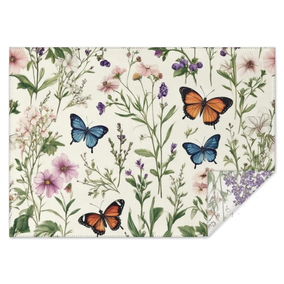 Pioneer Flower and Butterfly Rectangle Tablecloth 60"x84",Waterproof Polyester Rectangle Table Cloth, Wipeable Spillproof Polyester Tablecloth for Dining, Camping, Indoor and Outdoor