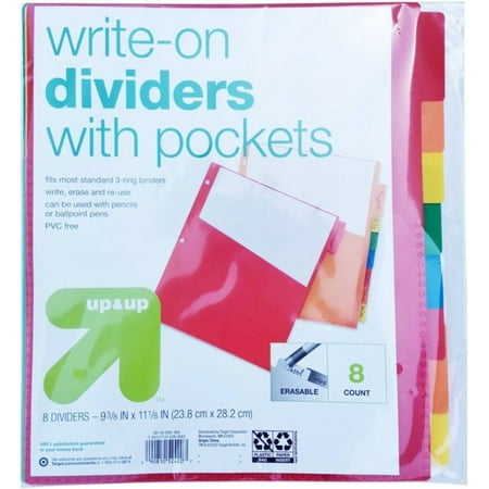 8ct Write-On Index Dividers with Pockets