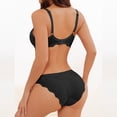thumbnail image 6 of JSGEK Women Push Up Bra and Thong Set Plunge Neckline Adjustable Straps Intimate Lingerie for Bedroom Wear Black S, 6 of 6