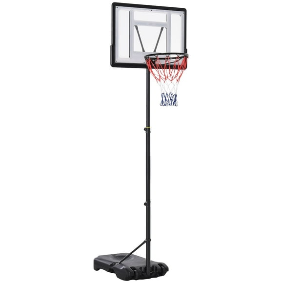 Soozier 5-7FT Basketball Hoop and Stand Backboard, Height Adjustable with Wheels for Kids Youth Outdoor