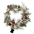 thumbnail image 4 of KSA Pre-Lit Silver and Red  Artificial Christmas Wreath, 22-Inch, Warm White Lights, 4 of 4