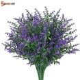 thumbnail image 3 of Spencer 8 Bundles Artificial Flowers Lavender Bunch Fake Plants Faux UV Resistant Flower Plastic Shrubs Vine Hanging Outdoor Decorations "Purple", 3 of 8