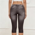 thumbnail image 6 of Zynoxe Womens Capri Jegging Mid Waisted Stretchy Pull On Floral Printed Washed Distressed Cropped Denim Pants with Pockets Gray L, 6 of 6