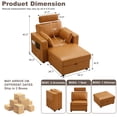 thumbnail image 4 of WUTUTUEE Single Chaise Lounge with Storage Ottoman, Adjustable Headrest & Side Pocket, Faux Leather Cloud Seat, Brown, 4 of 11