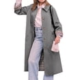thumbnail image 6 of Spring Fall Women Plaid Patchwork Long Sleeved Single Breasted Casual Trench Coat, 6 of 6
