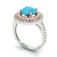 thumbnail image 2 of 2.6 ctw with Simulated Diamond Halo Accents Anniversary Ring for Women | Round Cut Simulated Turquoise | Hyperallergenic Solid 14K White/Rose Gold, 2 of 5