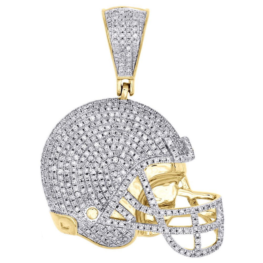 Jewelry For Less 10K Yellow Gold Genuine Diamond Football Helmet