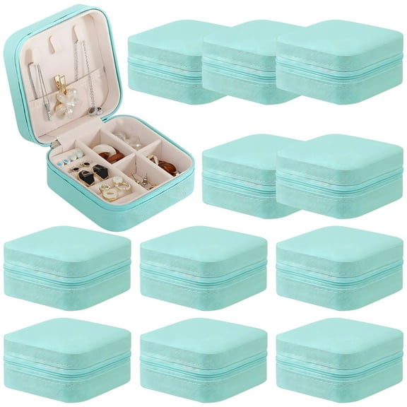 12 Pcs Travel Jewelry Case Set,Zippered PU Leather Organizer with Compartments,Portable for Earrings,Rings,Necklaces,Bridesmaid Gifts,Home Storage