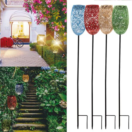 Metal Solar Pathway Lights Outdoor Four-Color (Butterfly  Dragonfly  Bee  Ladybug ) 4pk)