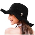 thumbnail image 2 of WEIYLL Sun Hats for Women Summer Beach Tourism Ruffle Edge Bow Large Brim Sun Protection Flounce Visors Cap, 2 of 6