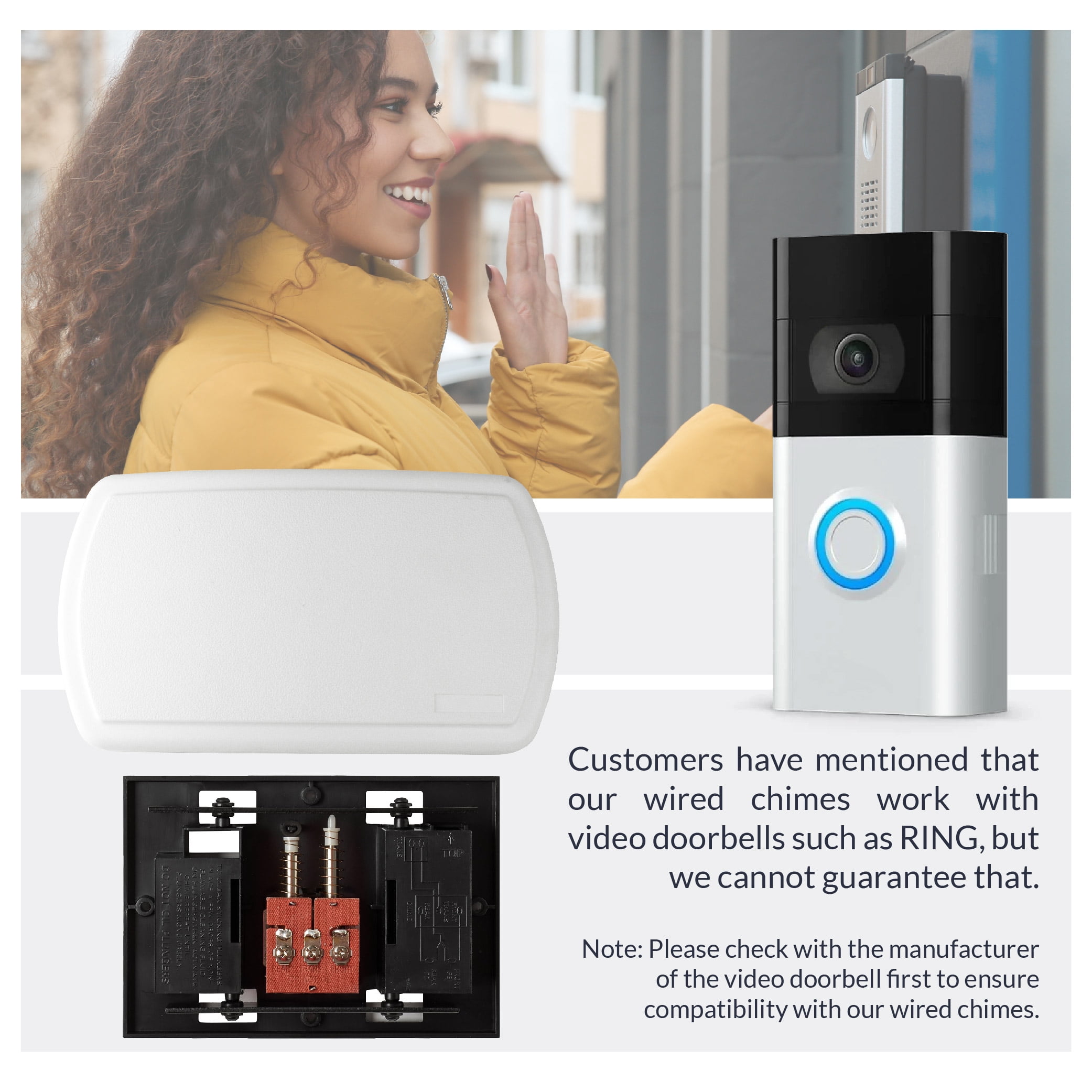 Newhouse Hardware CHM24V White 24-Volt Wired Doorbell Chime | Electrical Door Bell for Homes | Hard-Wired Door Chimes with Front Door Ding-Dong and Rear Tone | Home Improvement Electrical Equipment