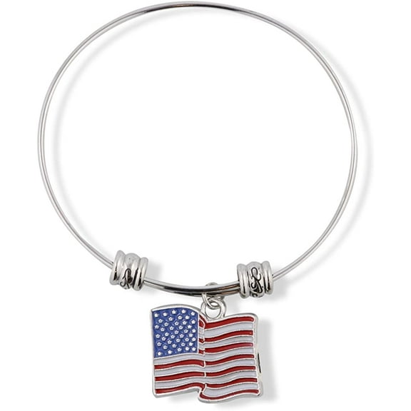 American Flag Large Fancy Charm Bangle