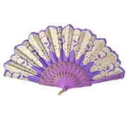 LIVEYOUNG PE Hand Held Fan Foldable Fan Summer Double Side Solid Color Decorative Fans rose red