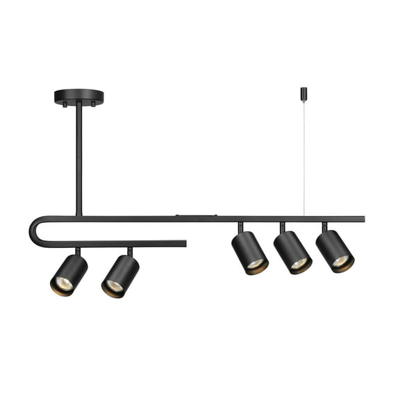 Globe Electric 91009597 Brooke 5 Light 32" Wide Semi-Flush Linear Ceiling Fixture - Black