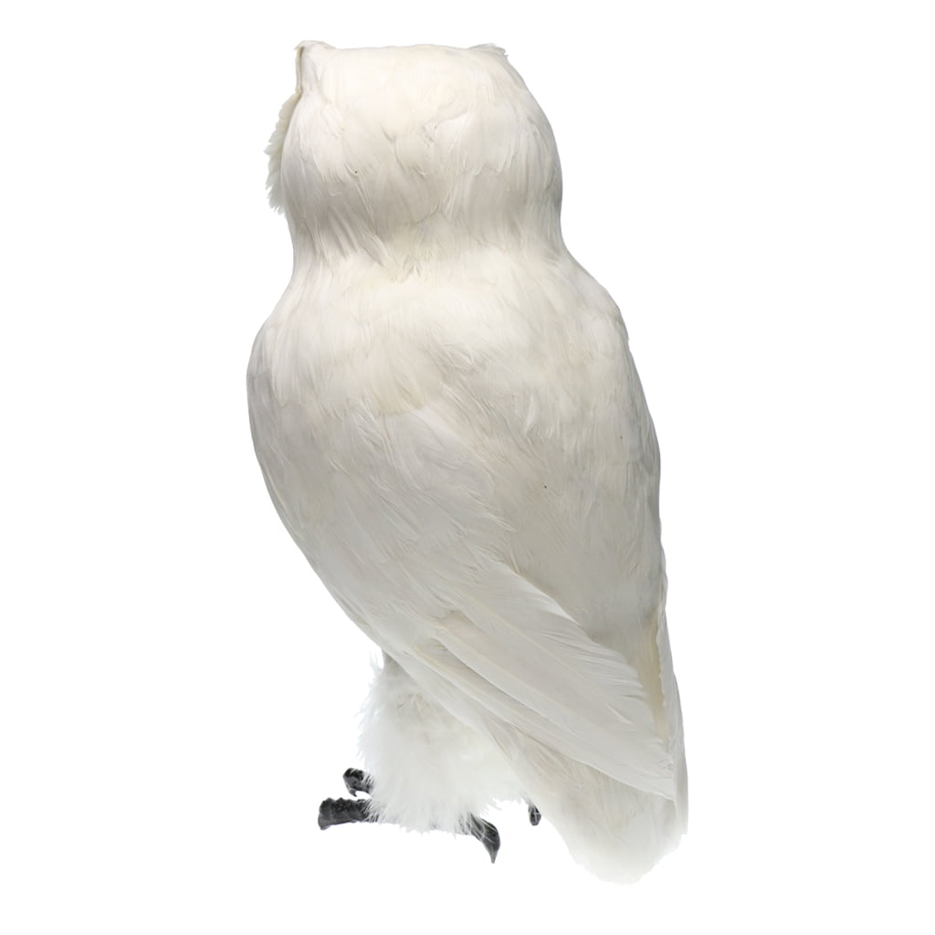 Artificial Owl Bird Feather Realistic Taxidermy Home Garden Decor White #1